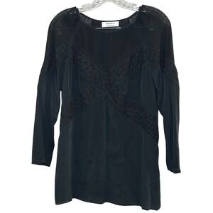 BAILEY 44 Women's Black Long Sleeve Lace Blouse Top women's  M goth grunge